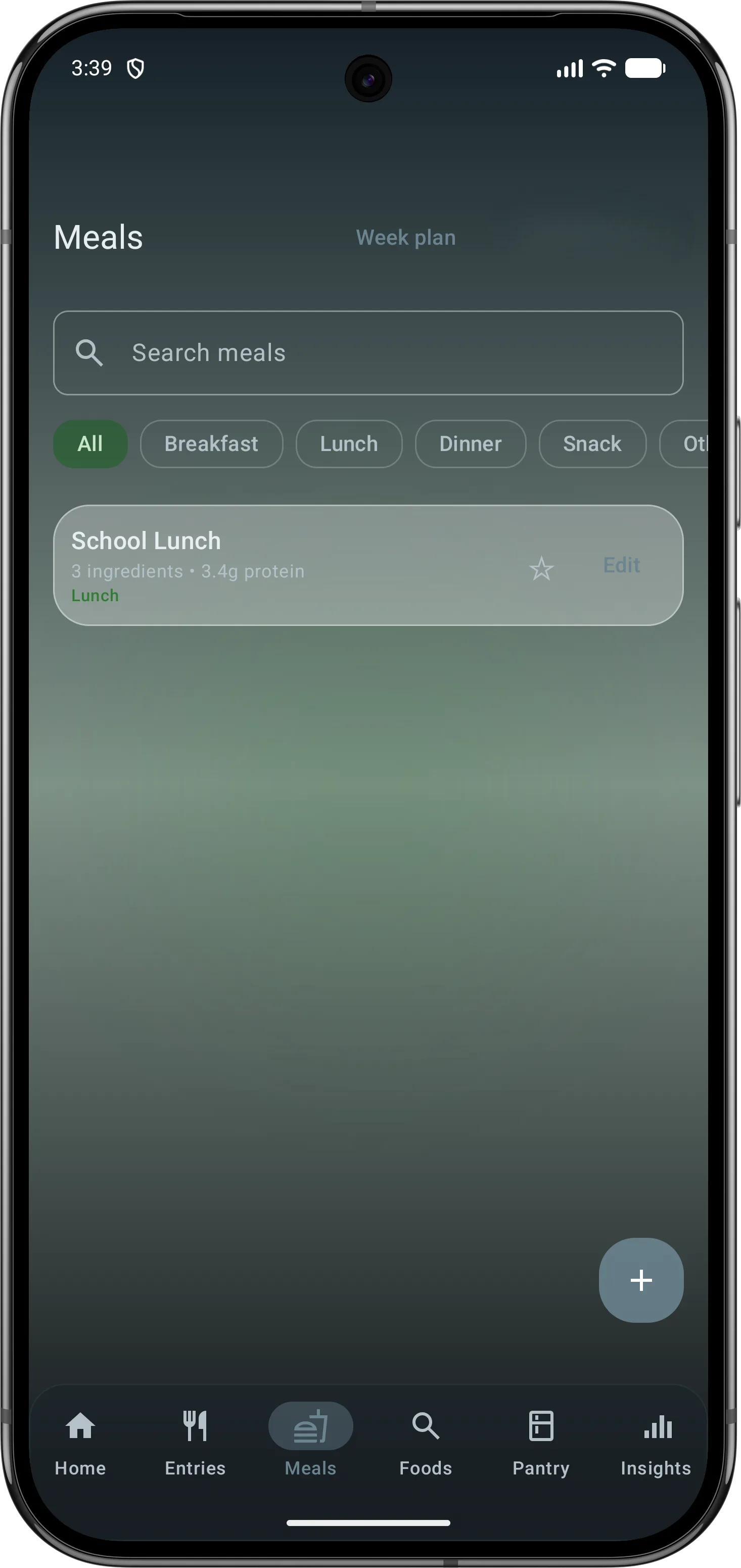 Saved meals